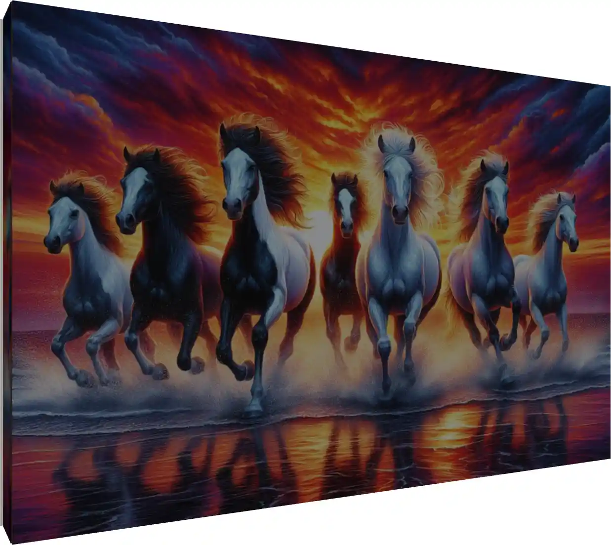 Golden Light Seven Running Horses | PrintPosters.in